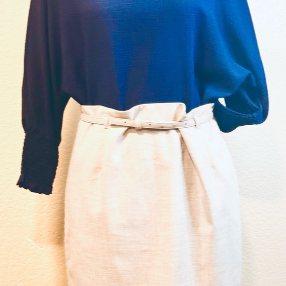 Both items! H&M Cream Skirt and navy blue shirt - Picture 2 of 4